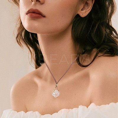 6Pcs 3 Styles Crystal Holder Cage Necklace MAK-SC0001-41G-1