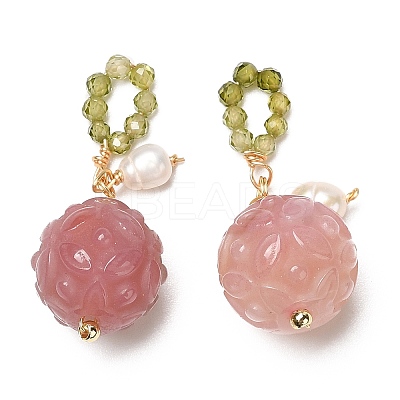 Natural Agate & Natural Pearl & Cubic Zirconia Pendant Decorations G-G008-05G-1