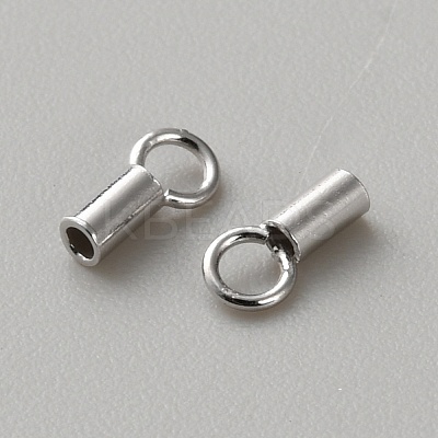 Rhodium Plated 925 Sterling Silver Cord Ends STER-WH0061-58C-1