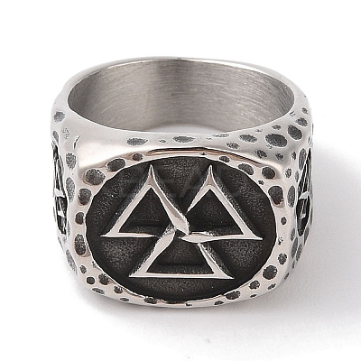 Viking 304 Stainless Steel Valknut Rings RJEW-U005-17E-AS-1