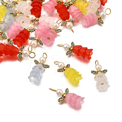 50Pcs 5 Colors ABS Plastic Imitation Pearl Pendants PALLOY-JF03909-1
