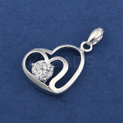 Fine Silver Pave Clear Cubic Zirconia Pendants STER-P069-03B-S-1