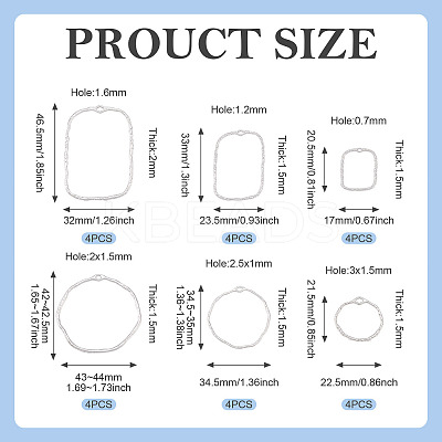 24Pcs 6 Styles Alloy Open Back Bezel Pendants FIND-TA0005-14-1