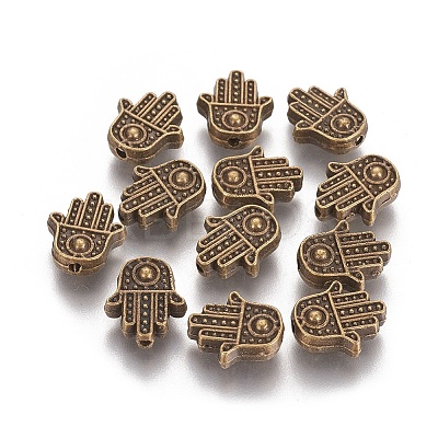 Tibetan Style Alloy Hamsa Hand/Hand of Fatima/Hand of Miriam Beads LS-TIBEB-7722-AB-NR-1