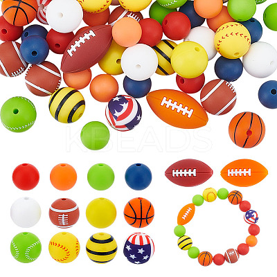 68Pcs 14 Styles Food Grade Eco-Friendly Silicone Beads SIL-GA0001-24A-1
