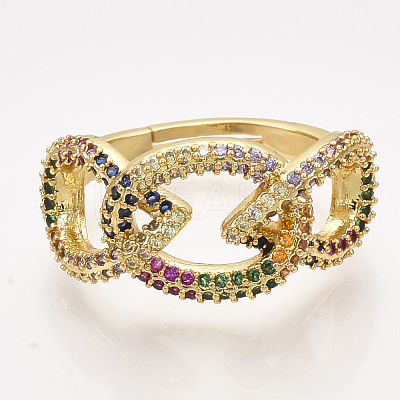 Adjustable Brass Micro Pave Cubic Zirconia Finger Rings RJEW-S044-014-1
