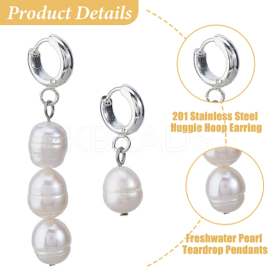 2 Pairs 201 Stainless Steel Hoop Earring EJEW-HS00009-1