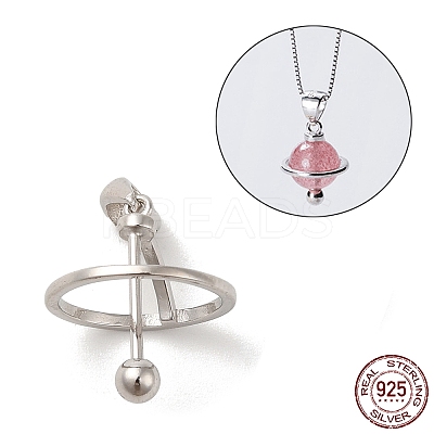 Anti-Tarnish Rhodium Plated 925 Sterling Silver Locket Style Planet Pinch Bails STER-NH0001-55C-P-1