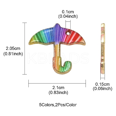 10Pcs 5 Colors Alloy Enamel Pendants FIND-YW0003-30-1