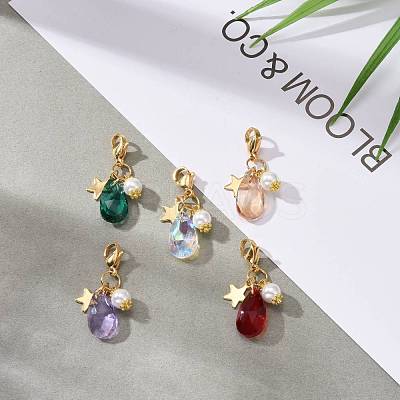 Faceted Teardrop Glass Pendants HJEW-JM00487-1