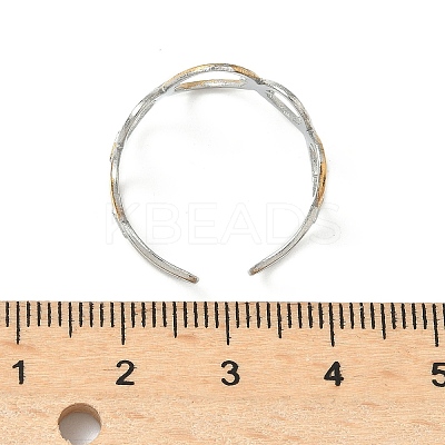 304 Stainless Steel Double Color Cuff Rings RJEW-S635-01GP-G-1