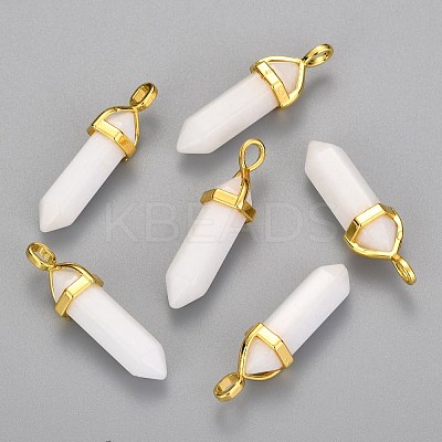 Natural White Jade Bullet Double Terminated Pointed Pendants LS-X-G-G902-B24-1