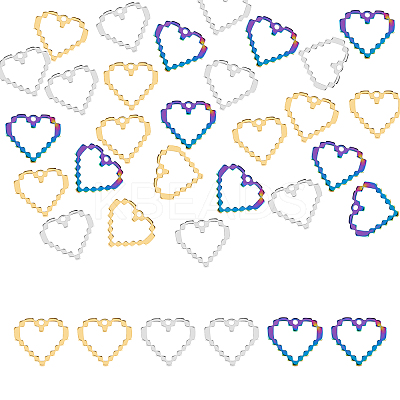 24Pcs 3 Colors 304 Stainless Steel Pendants STAS-DC0010-52-1