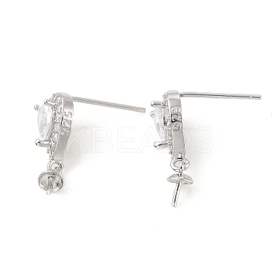 Rack Plating Brass Micro Pave Cubic Zirconia Stud Earring Finding KK-C021-13P-1