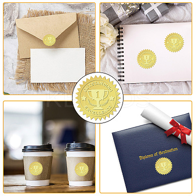12 Sheets Self Adhesive Gold Foil Embossed Stickers DIY-WH0451-025-1