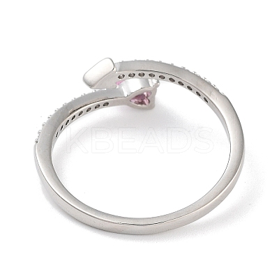 Heart Brass Micro Pave Cubic Zirconia Open Cuff Rings for Women LS-RJEW-S416-02P-01-1