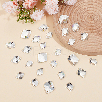 72Pcs 3 Style Irregular Rhombus Glass Sew On Rhinestone GLAA-GO0001-14-1