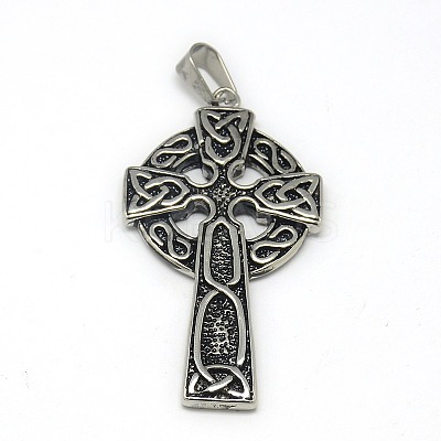 Fashionable Retro 304 Stainless Steel Cross with Ring Pendants STAS-L017-82-1