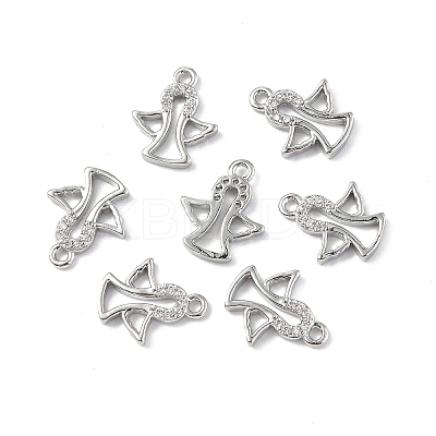 Brass Micro Pave Clear Cubic Zirconia Charms KK-E068-VF259-1
