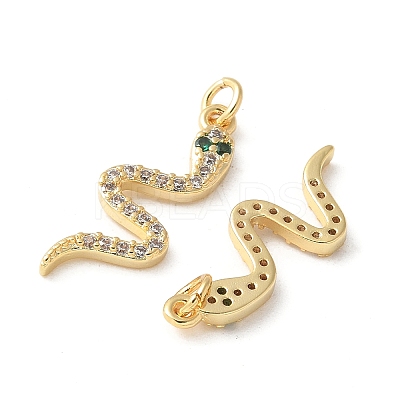 Brass Micro Pave Clear Cubic Zirconia Pendants KK-Q031-41G-02-1