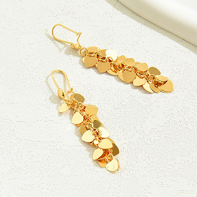 Elegant Heart Tassel Brass Hoop Earrings DN7586-1