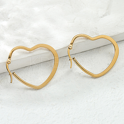 Elegant Heart 304 Stainless Steel Hoop Earrings FV0783-1