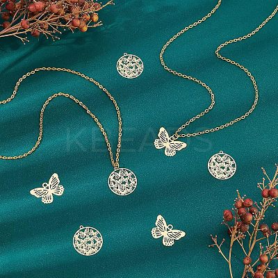 40Pcs 2 Styles 201 Stainless Steel Filigree Pendants STAS-UN0035-73-1