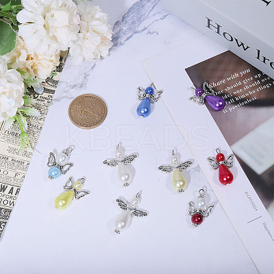 60Pcs 60 Style Glass Pearl Beaded Pendants FIND-CA0007-82-1