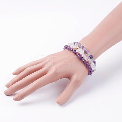 Natural Mixed Gemstone Stretch Bracelets BJEW-JB03365-05-1