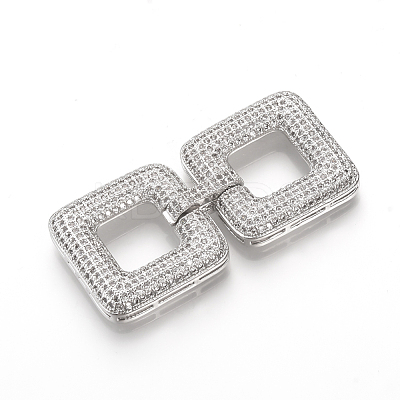 Brass Micro Pave Cubic Zirconia Fold Over Clasps ZIRC-S058-01P-1