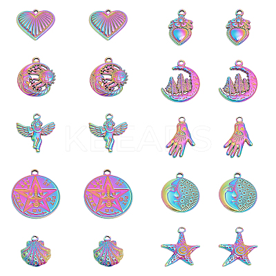 20Pcs 10 Styles 304 Stainless Steel Pendants STAS-CA0001-96-1