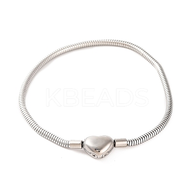 Tarnish Resistant 304 Stainless Steel Round Snake Chain Bracelets with Clasps BJEW-F472-01P-04-1