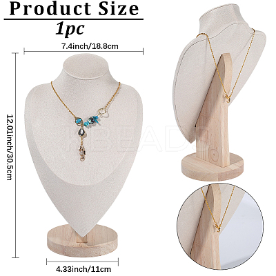 Bust Shaped Beech Covered with Velvet Necklace Display Stands NDIS-WH20010-02C-1