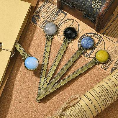 Round Tibetan Style Retro Alloy Bookmark Rulers AJEW-JK00264-1
