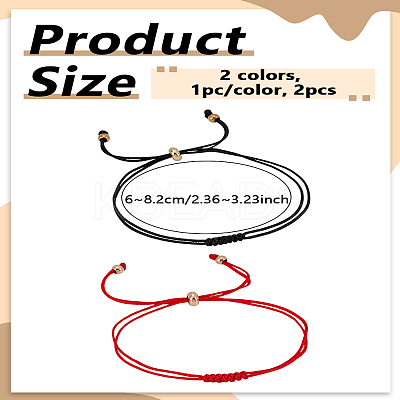 2Pcs 2 Colors Nylon Cord Slider Bracelets BJEW-LP0003-69-1