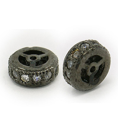 Brass Cubic Zirconia Beads ZIRC-F001-111-1