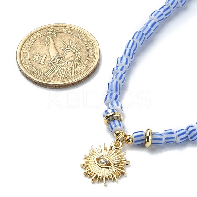 Alloy Pendant Necklace with Glass Seed Beaded Chains NJEW-JN04381-1
