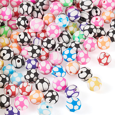 100Pcs Sports Theme Handmade Polymer Clay Beads CLAY-TA0002-16-1