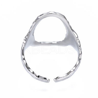 Non-Tarnish 304 Stainless Steel Oval Open Cuff Ring RJEW-T023-91P-1