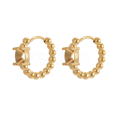 304 Stainless Steel Beaded Hoop Earring Settings STAS-OY011-98G-1