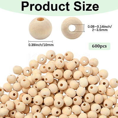 Natural Unfinished Wood Beads WOOD-SP0001-62C-1