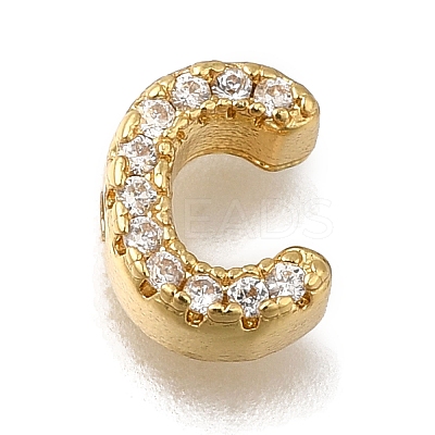 Rack Plating Brass Micro Pave Clear Cubic Zirconia Beads KK-G500-30G-C-1