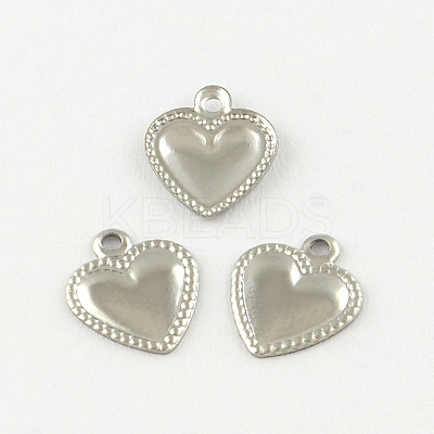 Tarnish Resistant Heart 201 Stainless Steel Charm Pendants STAS-R075-10-1