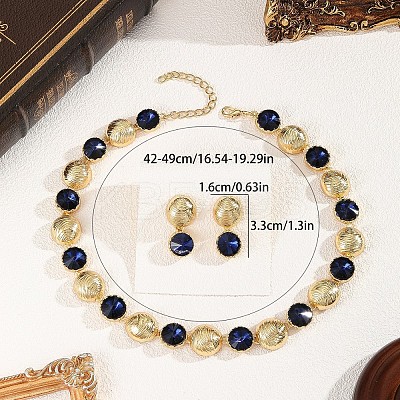 Alloy & Acrylic Round Necklaces & Stud Earring Sets for Women FS-WG1D203-01-1