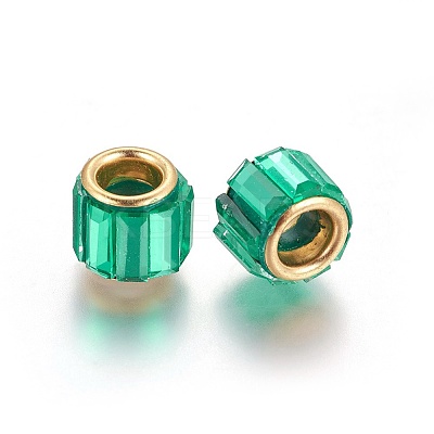 Brass Cubic Zirconia European Beads KK-E772-01A-1