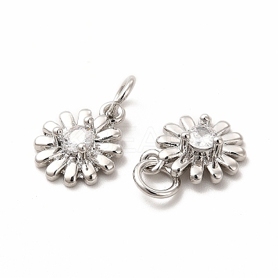 Rack Plating Brass Cubic Zirconia Flower Pendants KK-H436-02P-1