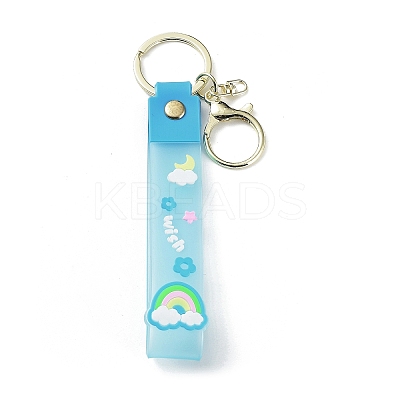 Transparent Rainbow PVC Plastic Wrist Strap Keychains LS-AJEW-M219-01A-G-1