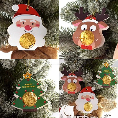 Christmas Santa Claus & Deer & Tree Paper Pendant Decorations PW-WGA525A-01-1