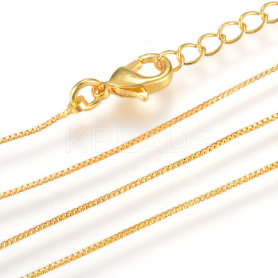 Real 18K Gold Plated Brass Box Chains Necklaces X-MAK-R014-G-1