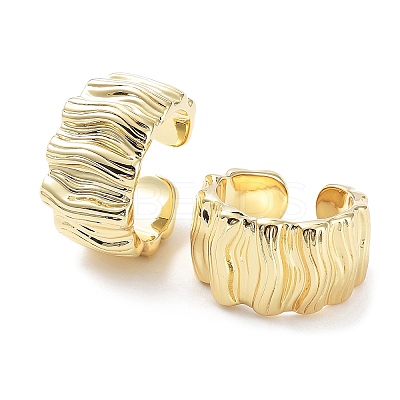 Brass Textured Open Cuff Rings for Women LS-RJEW-D016-01G-1
